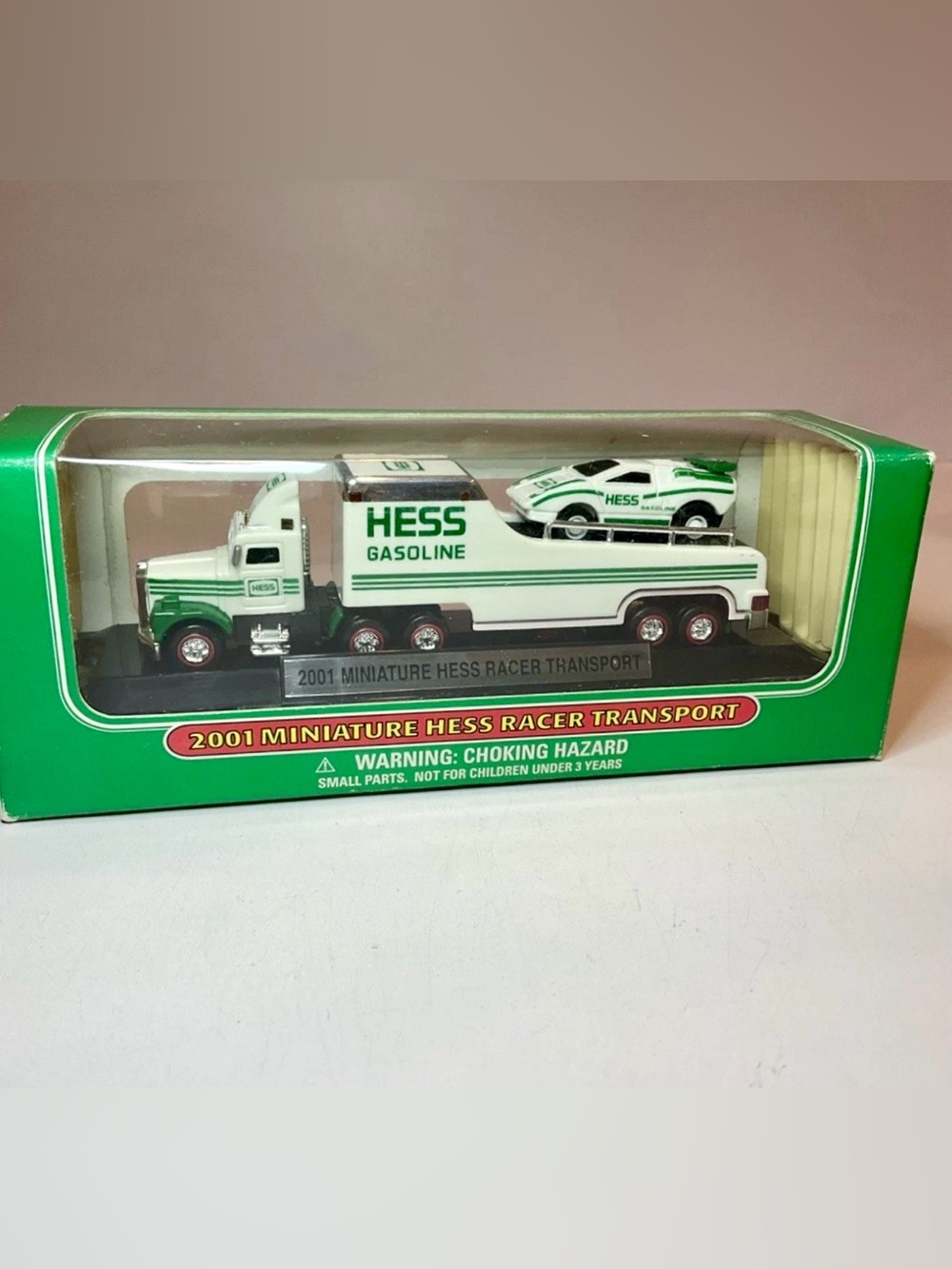 HESS Mini 2001 Hess Miniature Toy Truck With Race Car New In Box